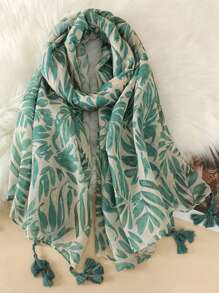 Boho One Women Vintage Scarf With Tassels For Outdoor All Seasons Accessories Women - Green - View 2