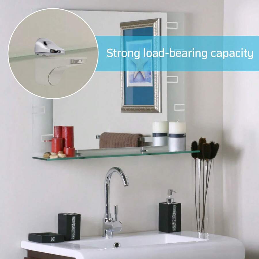 4 Pcs Adjustable Glass Shelf Brackets, Zinc Alloy Glass Clamp Holder, Wall Mount Floating Glass