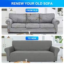 YSTYLE Sofa Cover 1/2/3/4 Seater With Armrest, Stretch Sofa Cover Non-Slip, Modern Sofa Cover For Dogs Pets, Breathable Couch Cover With Elastic Bottom - Light Grey - View 4