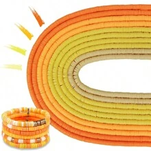 10入組隨機粉/白/灰6mm軟陶片珠,diy手鍊和項鍊製作必備材料 - 彩色 - 查看 17