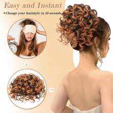 Extensión de moño desordenado corto de cola de caballo rizada con cordón elástico para cabello suelto para mujeres con cabello fino, moño de cabello de fibra sintética de alta temperatura