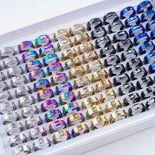 20入組時尚不鏽鋼花、葉、心型中空戒指,適合女性日常、休閒、聚會和禮物 - 20個鏤空戒指 - 查看 1