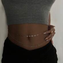 Wasserdichte Lange Taillenkette aus Edelstahl 68+15cm Bohomia Rhinestone Bauchkette Frauen Sommer Sexy Strand Bikini Körperschmuck Geschenke