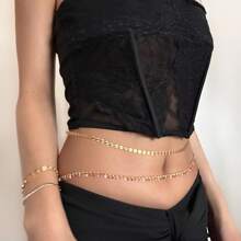 Wasserdichte Lange Taillenkette aus Edelstahl 68+15cm Bohomia Rhinestone Bauchkette Frauen Sommer Sexy Strand Bikini Körperschmuck Geschenke