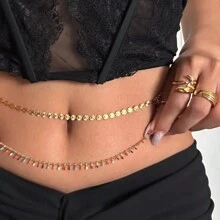 Wasserdichte Lange Taillenkette aus Edelstahl 68+15cm Bohomia Rhinestone Bauchkette Frauen Sommer Sexy Strand Bikini Körperschmuck Geschenke