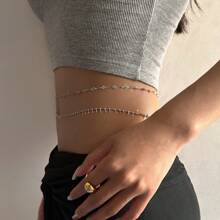 Wasserdichte Lange Taillenkette aus Edelstahl 68+15cm Bohomia Rhinestone Bauchkette Frauen Sommer Sexy Strand Bikini Körperschmuck Geschenke