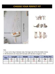1 Miếng Phong cách Bohemian Thủ công Dệt Võng thú cưng Giường , Thích hợp Đối với Nhỏ bé Đến Trung bình Mèo , Bốn Đang ngủ - trắng - Xem 6