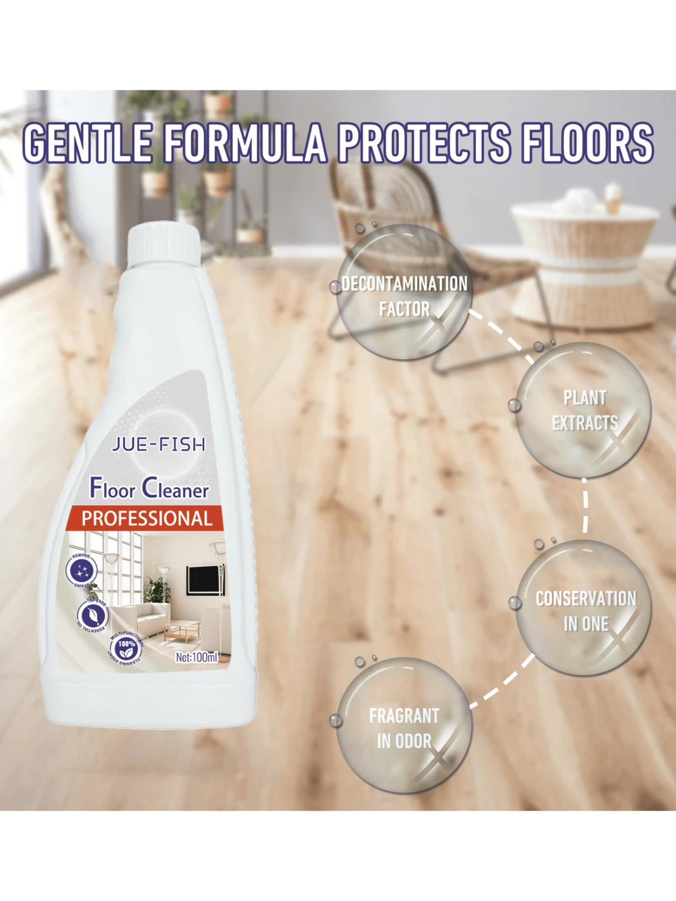 JueFish Floor Cleaner, Home Wood Floor & Ceramic Tile Maintenance