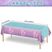Artículos de fiesta de cumpleaños con tema de sirena, mantel de plástico desechable para fiesta de cumpleaños de niña con tema de princesa de la sirenita para baby shower, 108x54 pulgadas, Navidad - azul púrpura - Ver 2