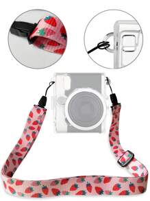 1 件粉色草莓迷你相机挂绳，可调节斜挎肩带，防丢失手机相机配件腕带