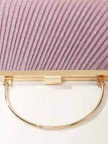 SIIZA Purple Elegant Lady Style Clutch Bag, Simple Design With Ruffles, Shiny And Luxurious, Suitable For Wedding And Evening Parties - Mauve Purple - View 10