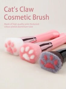 1pc Cat Paw Shaped Makeup Brush, Soft Bristles, Doesn't Absorb Powder Or Irritate Skin, Multi-Functional Makeup Tool For Foundation, Blush, Contour, Retractable Design, Cute Cat Shape