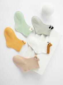 5對/組幼兒可愛小狗寶寶中筒襪,適用於春/夏季（0-6m）（6-12m）（1-2）（2-3）歲 - 彩色 - 查看 1