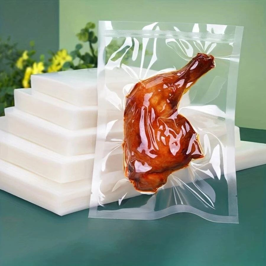 100pcs Vacuum Sealer Bags, Transparent Food Storage And Packaging Bags For Grains, Meat, Fruits And Vegetables - White - View 1