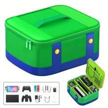 Túi đựng lớn di động có lưới bên trong có thể điều chỉnh tự do Tương thích với Switch/Switch OLED, Vỏ mềm bảo vệ Túi đựng công tắc di động Túi du lịch Tương thích với bảng điều khiển Switch & Phụ kiện Thích hợp để trao đổi quà tặng Giáng sinh với bạn bè - màu xanh lá - Xem 2