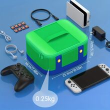 Túi đựng lớn di động có lưới bên trong có thể điều chỉnh tự do Tương thích với Switch/Switch OLED, Vỏ mềm bảo vệ Túi đựng công tắc di động Túi du lịch Tương thích với bảng điều khiển Switch & Phụ kiện Thích hợp để trao đổi quà tặng Giáng sinh với bạn bè - màu xanh lá - Xem 3