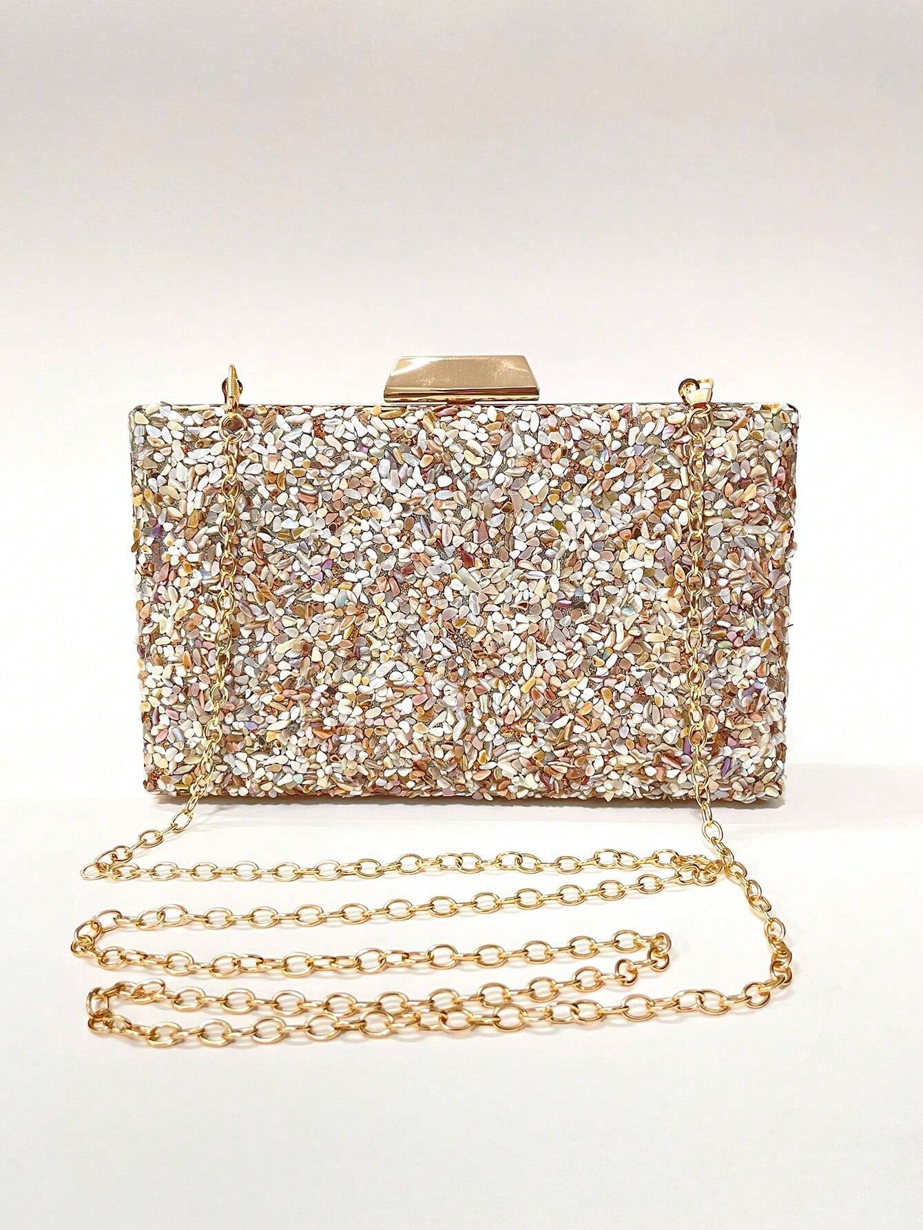 Sac à Main Glamour Pailleté avec Chaîne Or