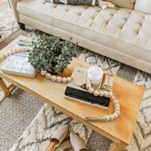 Large Wood Bead Garland With 1.6" Diameter Wooden Beads And Tassels, Decorative Beads Boho Decorations For Home, 39" Long Rustic Farmhouse Country Wood Beads Garland For Home Tiered Tray Decor,Home Decor ,Room Decor,Wall Decor Gifts Birthday Graduation