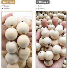 Large Wood Bead Garland With 1.6" Diameter Wooden Beads And Tassels, Decorative Beads Boho Decorations For Home, 39" Long Rustic Farmhouse Country Wood Beads Garland For Home Tiered Tray Decor,Home Decor ,Room Decor,Wall Decor Gifts Birthday Graduation