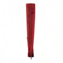 Tigerlily Knitted Stiletto Long Boots - 紅色 - 查看 7