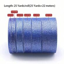 1 Roll Sparkling Ribbon, 25 Yards Glittering Metallic Fabric Ribbon For Gift Wrapping, Wedding Party Decorations And Crafts, Shiny Silver And Gold - Green - View 4