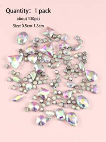 1 包 130 颗混合形状缝纫玻璃水钻,带金属爪,适用于珠宝、衣服、服装、鞋子、连衣裙、服饰(银色底座) - 彩色 - 查看 13