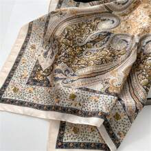 1pc Bohemian Style Paisley Pattern Printed 70*70cm Bandana For Men/Women, Faux Silk Material. Perfect For Casual, Business, Fashion And Music Festival