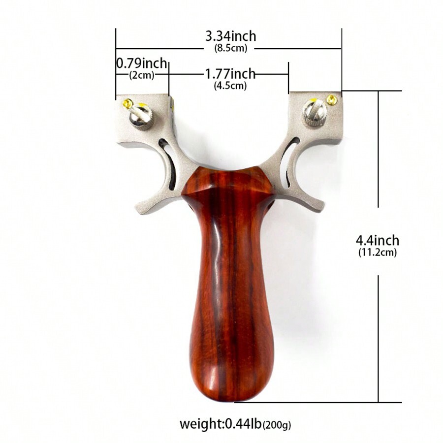 1pc Outdoor Stainless Steel Shooting Slingshot With Wooden Handle, With
