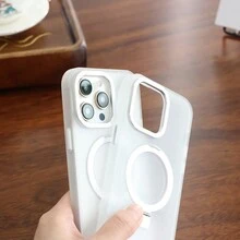 One White Phone Case With Metal Stand, Buttons, Strong Magnet, Supports Wireless Charging, TPU Material, Comfortable & Wear-Resistant With Anti-Fingerprint Feature, Compatible With IPhone 11 12 13 14 15 Pro Promax Plus. Perfect For Festivals, Gifts For Parents, Lovers, And Friends.
