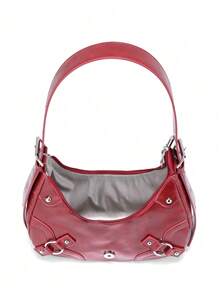 Women's Versatile Korean Punk Style Shoulder Bag - Burgundy - View 6
