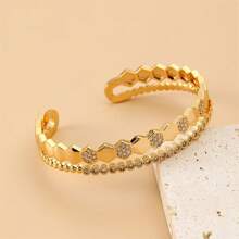 1 pulseira aberta de zircônia cúbica incrustada, elegante e versátil