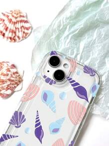 1pc Vacation Style Oceanic Shell & Airbag Mobile Phone Case Compatible With Iphone - Multicolor - View 3