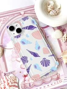 1pc Vacation Style Oceanic Shell & Airbag Mobile Phone Case Compatible With Iphone - Multicolor - View 1