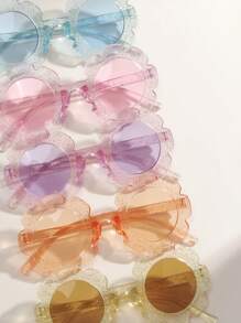 5 piezas Gafas de sol infantiles de diseño de flores transparentes de moda para exteriores
