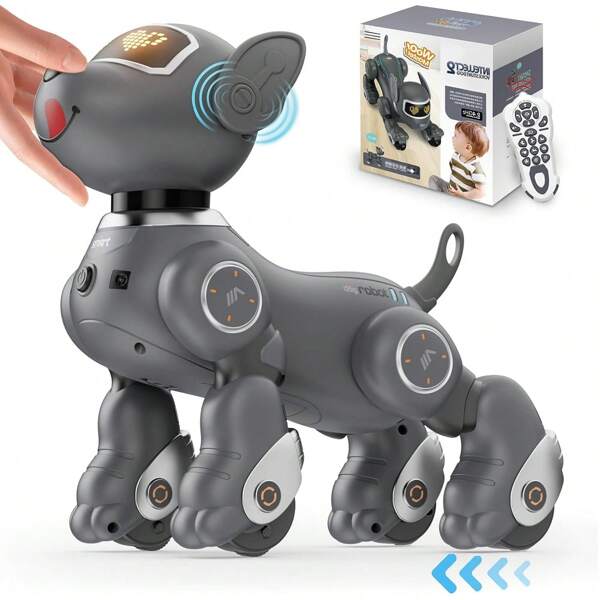 VATOS Roboter Hund Kinder Ferngesteuerter Spielzeug - Sprach und 2,4 GHz Fernsteuerung Haustier Roboterhund mit 20+ Funktionen, Programmierbarer Tanz Musik RC Roboter Hund für Kinder 3-12 Jahren