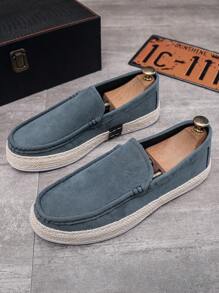 男士一脚蹬乐福鞋，编织布鞋，防滑耐磨