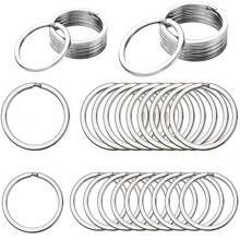 40 Chiếc Phẳng Vòng Chìa Khóa Kim Loại Móc Khóa Nhẫn Chia Keyrings Phẳng Nhẫn Cho Nhà Xe Văn Phòng Chìa Khóa Đính Kèm - 40 Cái-Bạc - Xem 1