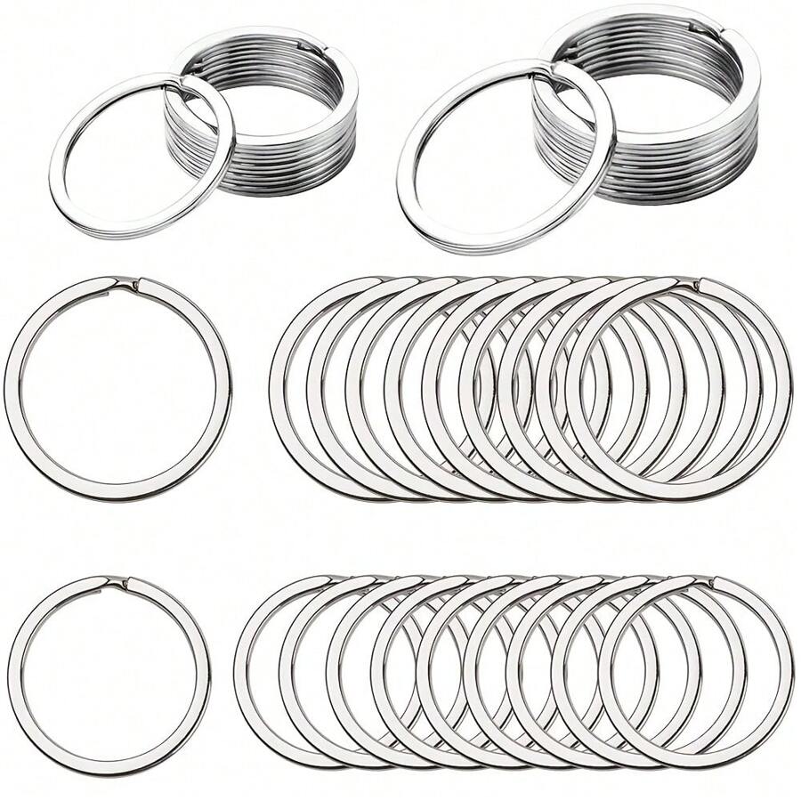 40 Chiếc Phẳng Vòng Chìa Khóa Kim Loại Móc Khóa Nhẫn Chia Keyrings Phẳng Nhẫn Cho Nhà Xe Văn Phòng Chìa Khóa Đính Kèm - 40 Cái-Bạc - Xem 1