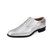 Silver Shiny Patent Lace Up Dress Shoes With Side Chain Oxfords For Men Formal Fashion - Silver - View 8