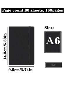 1 Miếng A5/A6 Đen Da giả Quyển sổ Với Trống Trắng , Đen Giấy cạc tông Và Sổ tay lá rời , Có thể tháo rời Và Có thể thay thế , Thích hợp Đối với Viết , Ghi chép , Nhật ký , Sách , Hội nghị Quyển sổ , Văn phòng Và Đồ dùng học tập - màu đen - Xem 14