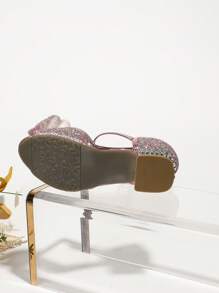 Sandalias de tacón alto de moda para niña zapatos de princesa para bailar - Rosa - Ver 6