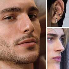 Anillo De Septum De Cuerno De Buey, Joyería De Perforación Corporal De Anillo De Nariz De Acero Quirúrgico 316l Para Septum/nariz/lobe De Oreja - Aro De Cartílago De Acero Inoxidable Para Mujeres Y Hombres - Joyería piercing del cuerpo de acero inoxidable - Ver 8