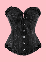 Korsett i palatsstil med urbening för att forma midjan och push-up byst, sexig Jacquard Shapewear-topp, lämplig att bäras med en klänning, till Halloween