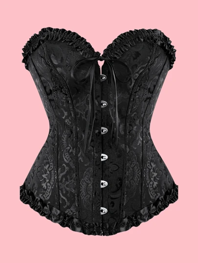 Palace Style Corset With Boning To Shape Waist And Push Up Bust, Sexy Jacquard Shapewear Top, Suitable For Wearing With A Dress, For Halloween