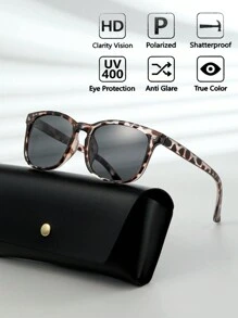 1 pieza Gafas de conducción vintage informales de marco pequeño para hombres y mujeres, con 2 accesorios de metal decorativos, en negro, carey, leopardo, gris claro, gris oscuro; adecuadas para vacaciones, viajes al trabajo, playa, viajes, caza, todo el año, verano de vacaciones en la playa, al aire libre, viajes