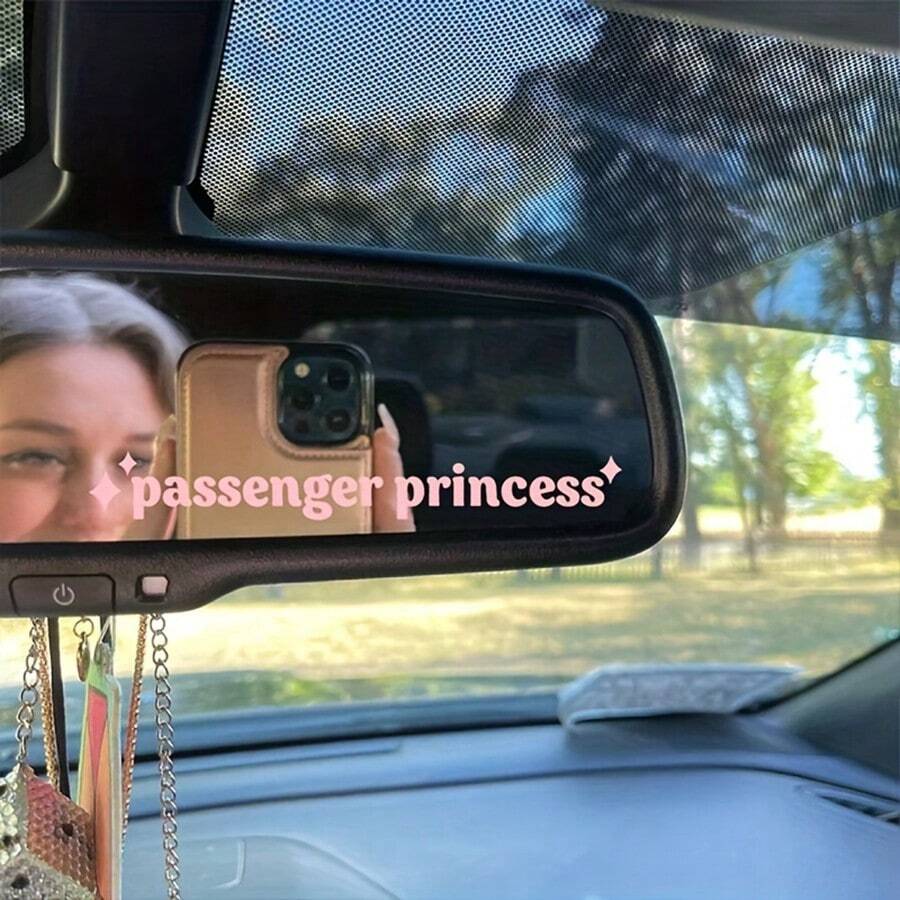 1pc  Text Car Stickers Interior Decoration Rear View Mirror Fashion Stickers Creative Vinyl Decals - Stickers 10 - View 1