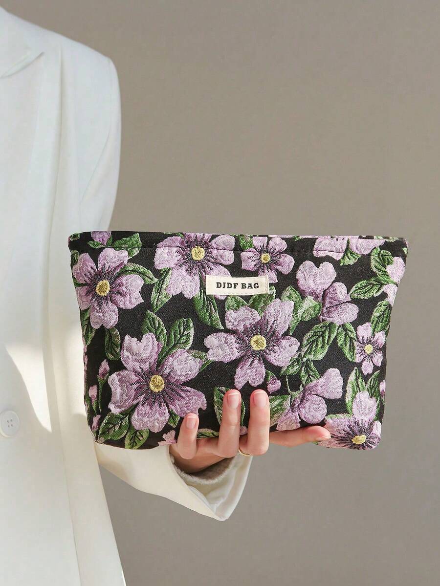 旅行便攜式化妝與工具組織袋，美麗的花卉圖案化妝袋，收納袋，口紅拉鍊袋，高端花卉化妝品盥洗袋