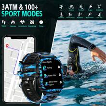 EIGIIS 男士智能手表 3ATM 防水手表 1.96 英寸大屏幕坚固运动智能手表 430mAh 健身追踪器带睡眠监测器户外接听电话适用于 iOS Android