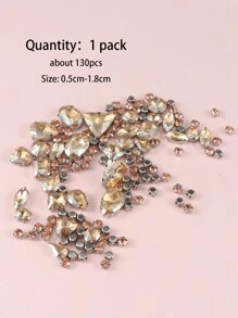 1 包 130 颗混合形状缝纫玻璃水钻,带金属爪,适用于珠宝、衣服、服装、鞋子、连衣裙、服饰(银色底座) - 彩色 - 查看 24