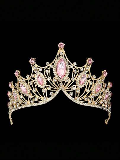 1pc Princess Crown Headpiece, Luxury Alloy Rhinestone Wedding Bridal Party Crown, Bride Tiara